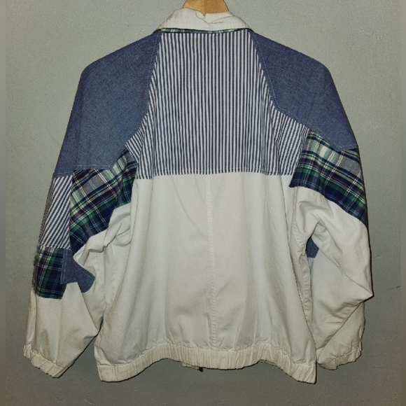 Vintage 80s Patchwork Plaid White Jacket - Picture 10 of 14
